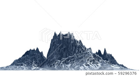 Snowy mountains Isolate on white background 3d illustration 59296376