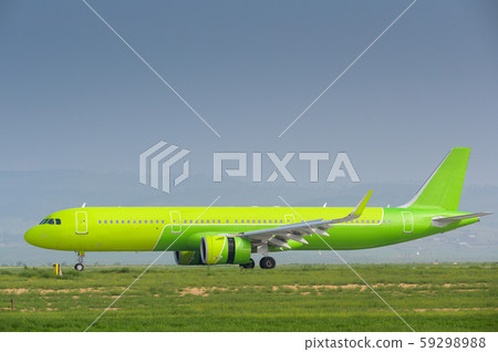 airport airplane landing green runway one modern 59298988