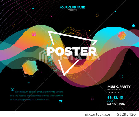 Electronic Music Covers For Summer Night Party Stock Illustration