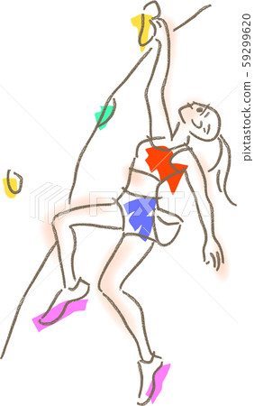 Women doing bouldering Women doing bouldering 59299620