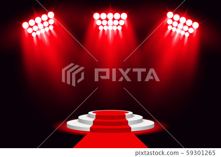 Red arena lighting stage podium background with illuminated spotlight vector illustration Red arena lighting stage podium background with illuminated spotlight vector illustration 59301265