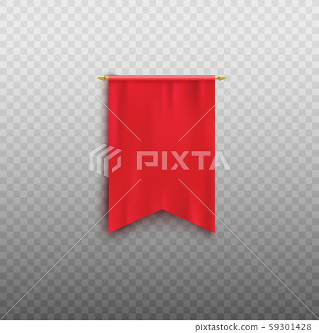 Realistic red pennant flag mockup isolated on transparent background. Realistic red pennant flag mockup isolated on transparent background. 59301428