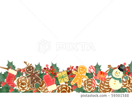 Hand drawn watercolor style Christmas frame 06 Hand drawn watercolor style Christmas frame 06 59301588