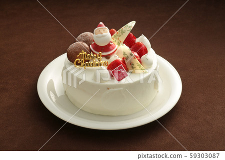 Christmas cake on various backgrounds on a plate 59303087