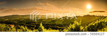 Panorama of vineyards hills in south Styria, Panorama of vineyards hills in south Styria, 59304127