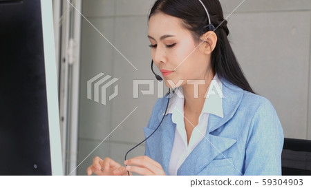 Customer support agent or call center with headset Customer support agent or call center with headset 59304903