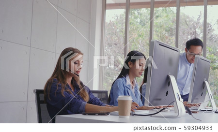Customer support agent or call center with headset Customer support agent or call center with headset 59304933