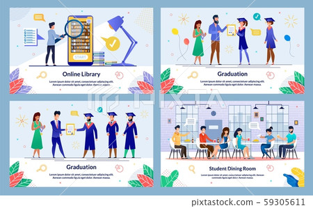 Illustration Graduation, Student Dining Room. - Stock Illustration ...
