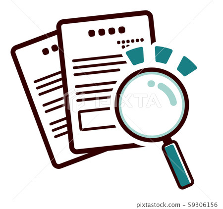 放大鏡和文書工作簡單的矢量圖 59306156