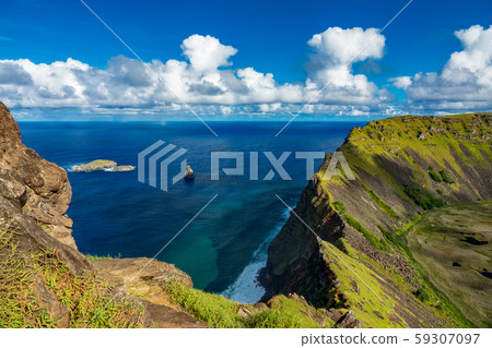 Tangata matu islets in Rapa Nui behind Rano Kau 59307097