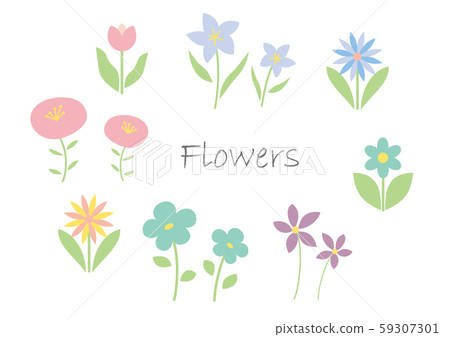 Cute flowers illustration set 59307301