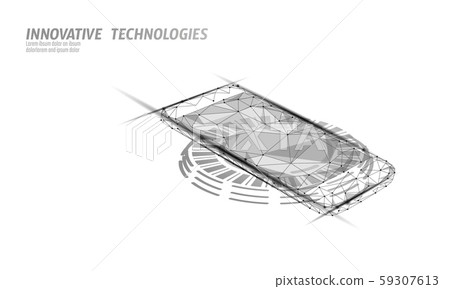 3D realistic inductive charging pad. Smartphone wireless cordless change power station. Modern 59307613