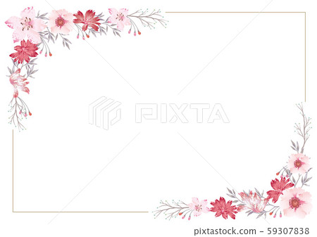 Watercolor Style Floral Frame Illustration - Stock Illustration [59307838]  - Pixta