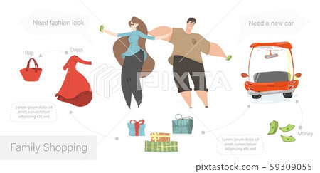 Family Shopping Set for Creation Picture. Couple Family Shopping Set for Creation Picture. Couple 59309055