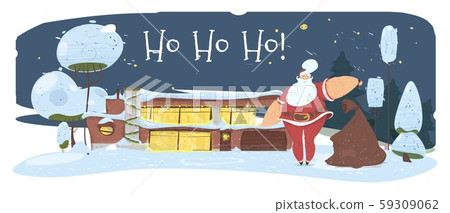 Magic Night in Christmas Eve. Santa Claus with Bag Magic Night in Christmas Eve. Santa Claus with Bag 59309062