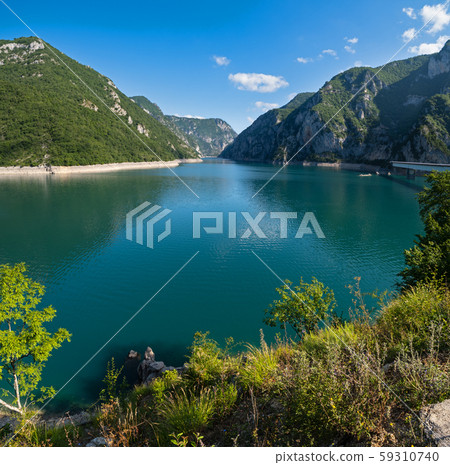 Piva Lake (Pivsko Jezero) view in Montenegro. 59310740