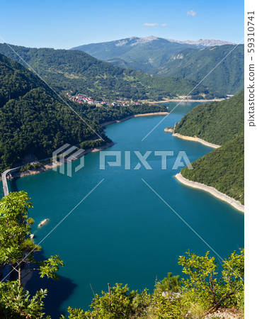 Piva Lake (Pivsko Jezero) view in Montenegro. 59310741
