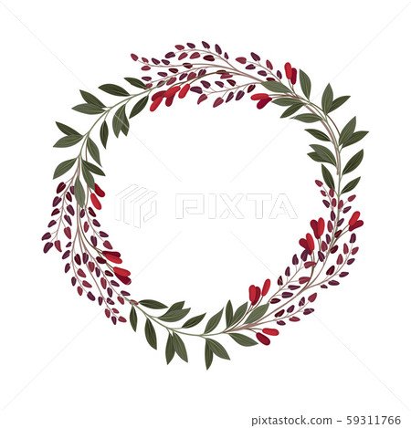 Wreath Ornamental Composition With Berries and Green Branches Vector Element Wreath Ornamental Composition With Berries and Green Branches Vector Element 59311766