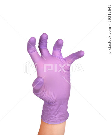 Scary hand in latex surgical gloved sign against Scary hand in latex surgical gloved sign against 59312643