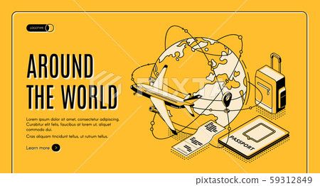 Travel around the world isometric landing page Travel around the world isometric landing page 59312849