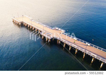 Aerial view on pier in Gdynia Orlowo. Aerial view on pier in Gdynia Orlowo. 59312882