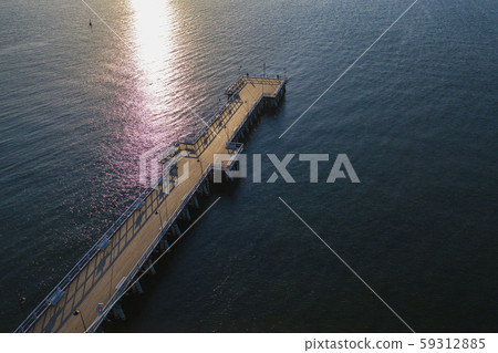 Aerial view on pier in Gdynia Orlowo. Aerial view on pier in Gdynia Orlowo. 59312885