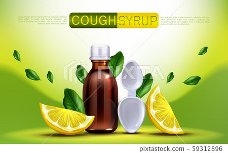 Cough syrup with lemon flavour banner mock up Cough syrup with lemon flavour banner mock up 59312896