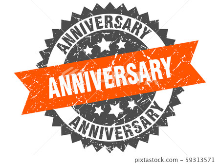 anniversary grunge stamp with orange band. anniversary grunge stamp with orange band. 59313571