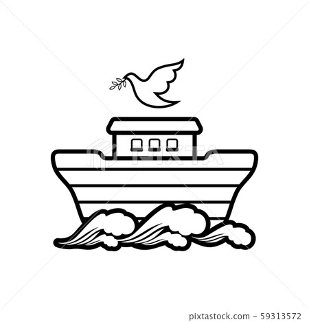 Logo Of Noah's Ark. Dove With A Branch Of... - Stock Illustration ...