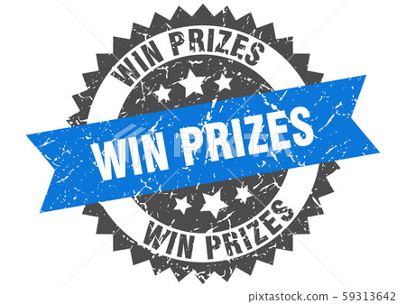 win prizes grunge stamp with blue band. win prizes 59313642