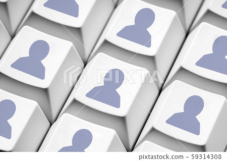 Business & HR icon on computer keyboard in retro Business & HR icon on computer keyboard in retro 59314308