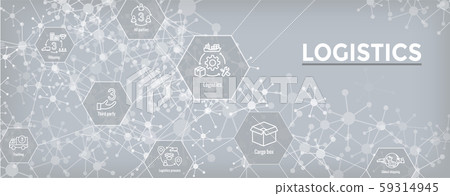 Logistics icon set and web header banner with 59314945