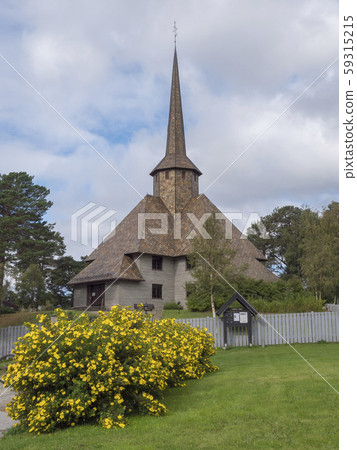 The old church of Dombas in traditional style with The old church of Dombas in traditional style with 59315215