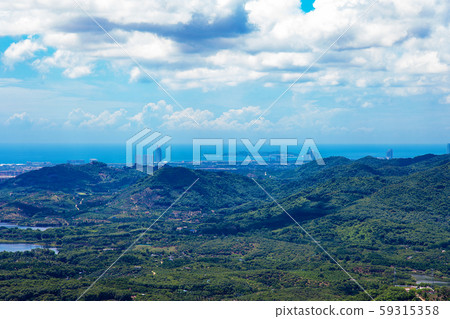 China Sanya Hainan Aireal Landscape View with blue sky and clouds 59315358