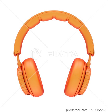 3D Rendering Orange headphones isolated on white background 3D Rendering Orange headphones isolated on white background 59315552
