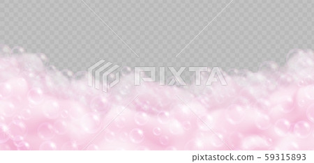Realistic pink bath foam with bubbles isolated on transparent background. Realistic pink bath foam with bubbles isolated on transparent background. 59315893