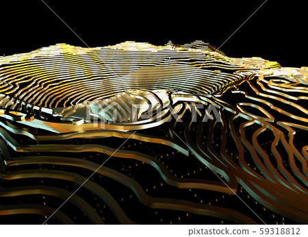 Abstract topographic map 3D background with shiny golden lines in sci-fi technology style. 3D 59318812