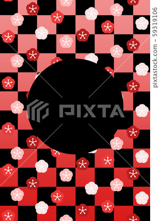 2020 New Year's card template Red plum and checkered pattern No words vertical 2020 New Year's card template Red plum and checkered pattern No words vertical 59319106