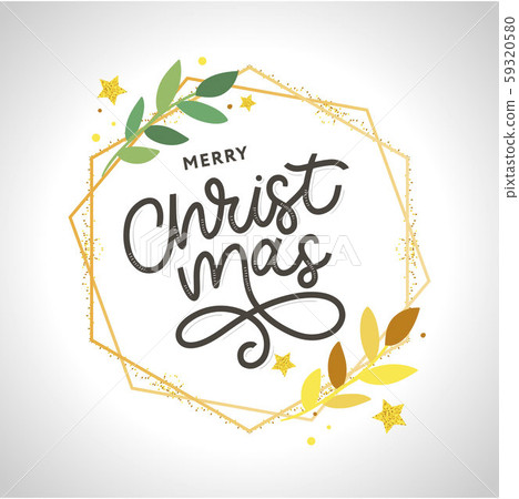 Merry Christmas gold glittering lettering design. - Stock Illustration ...
