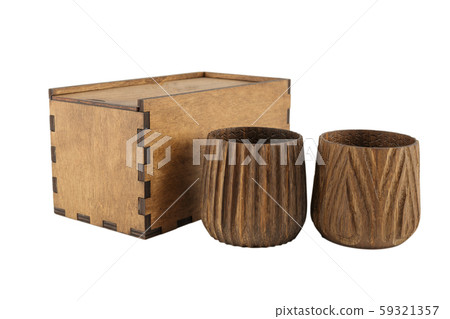 Wooden handmade glasses in a box on a white Wooden handmade glasses in a box on a white 59321357