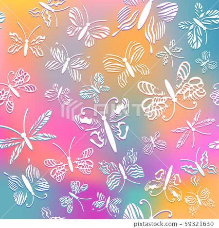 Vector butterflies pattern. Abstract seamless background and texture. 59321630