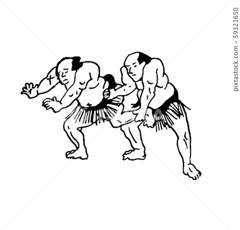 Hand drawn illustration of sumo man wrestlers fight on white background 59321650