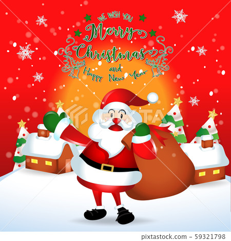 Merry christmas and Happy new year 2020 with santa claus cute cartoon.for Christmas and New Year background.vector illustration 59321798