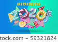 Happy new year 2020.Colorful Design 3D background for greetings card,banner,web, flyers, invitation.vector illustration 59321824