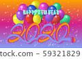 Happy new year 2020.Colorful Design 3D background for greetings card,banner,web, flyers, invitation.vector illustration 59321829