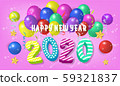 Happy new year 2020.Colorful Design 3D background for greetings card,banner,web, flyers, invitation.vector illustration 59321837