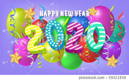 Happy new year 2020.Colorful Design 3D background for greetings card,banner,web, flyers, invitation.vector illustration Happy new year 2020.Colorful Design 3D background for greetings card,banner,web, flyers, invitation.vector illustration 59321838