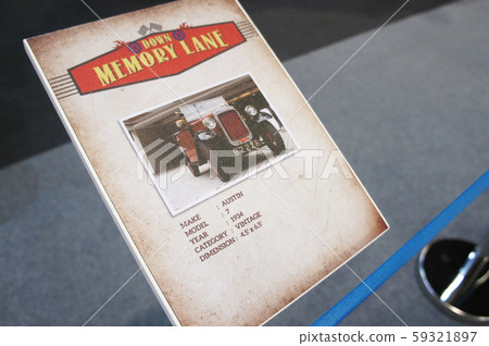 Vintage car from the Austin brand displayed in the huge showroom. Austin 7 made in the United Kingdom in 1934 59321897