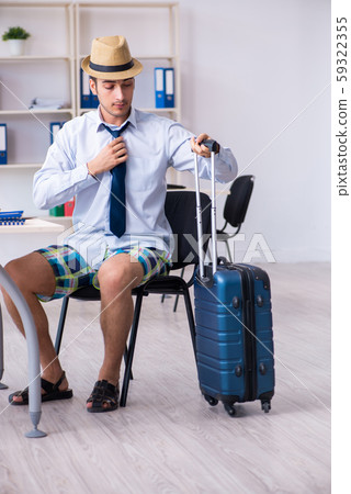 Young employee escaping for summer vacation Young employee escaping for summer vacation 59322355