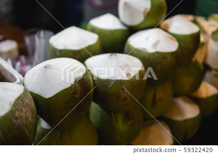 Fresh Coconut in the asian night market. 59322420